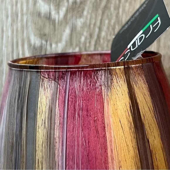 FRANCO Italy MCM Boho Watercolor Pink Gray Beige White Vertical Stripe Vase - Picture 6 of 16